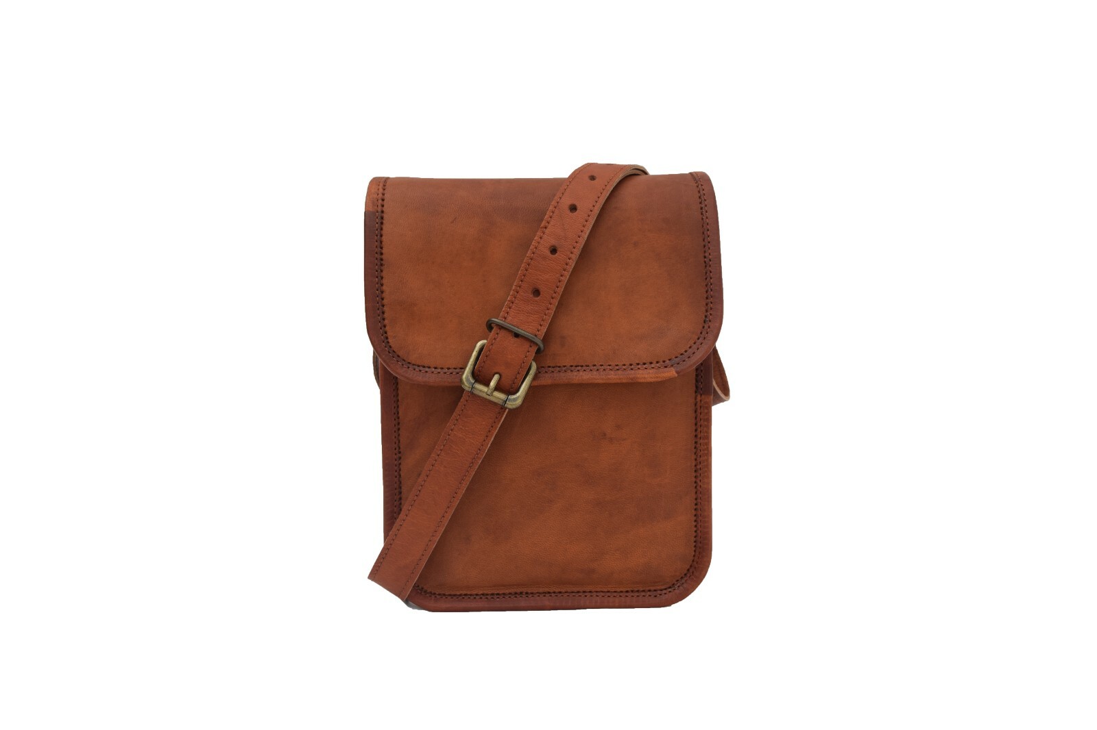 Vintage Leather Messenger Crossover Bag Mobile Purse Wallet Handbag Sling 9 In