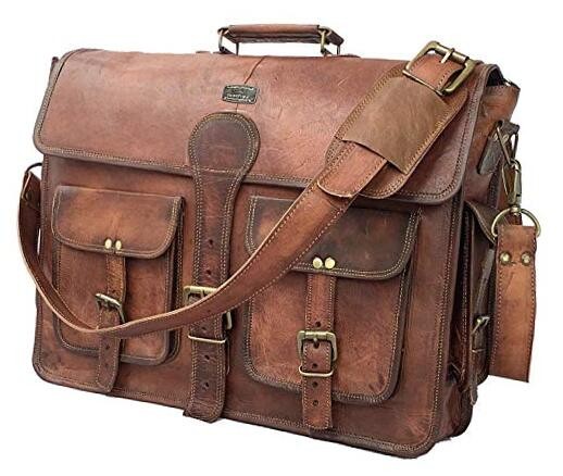 Leather Messenger Bag for Men, 18 Inch Laptop Crossbody, Vintage 18 inch Large