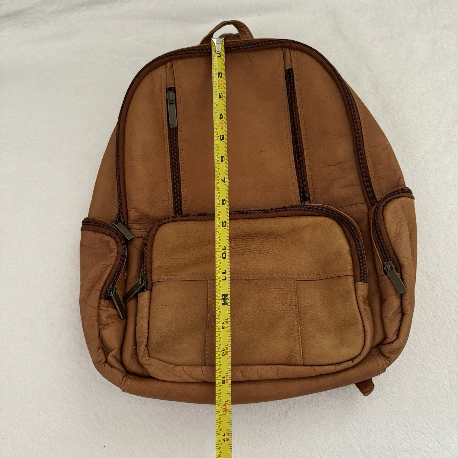 Vintage Camel Brown Genuine Leather Backpack Made In Colombia Unbranded