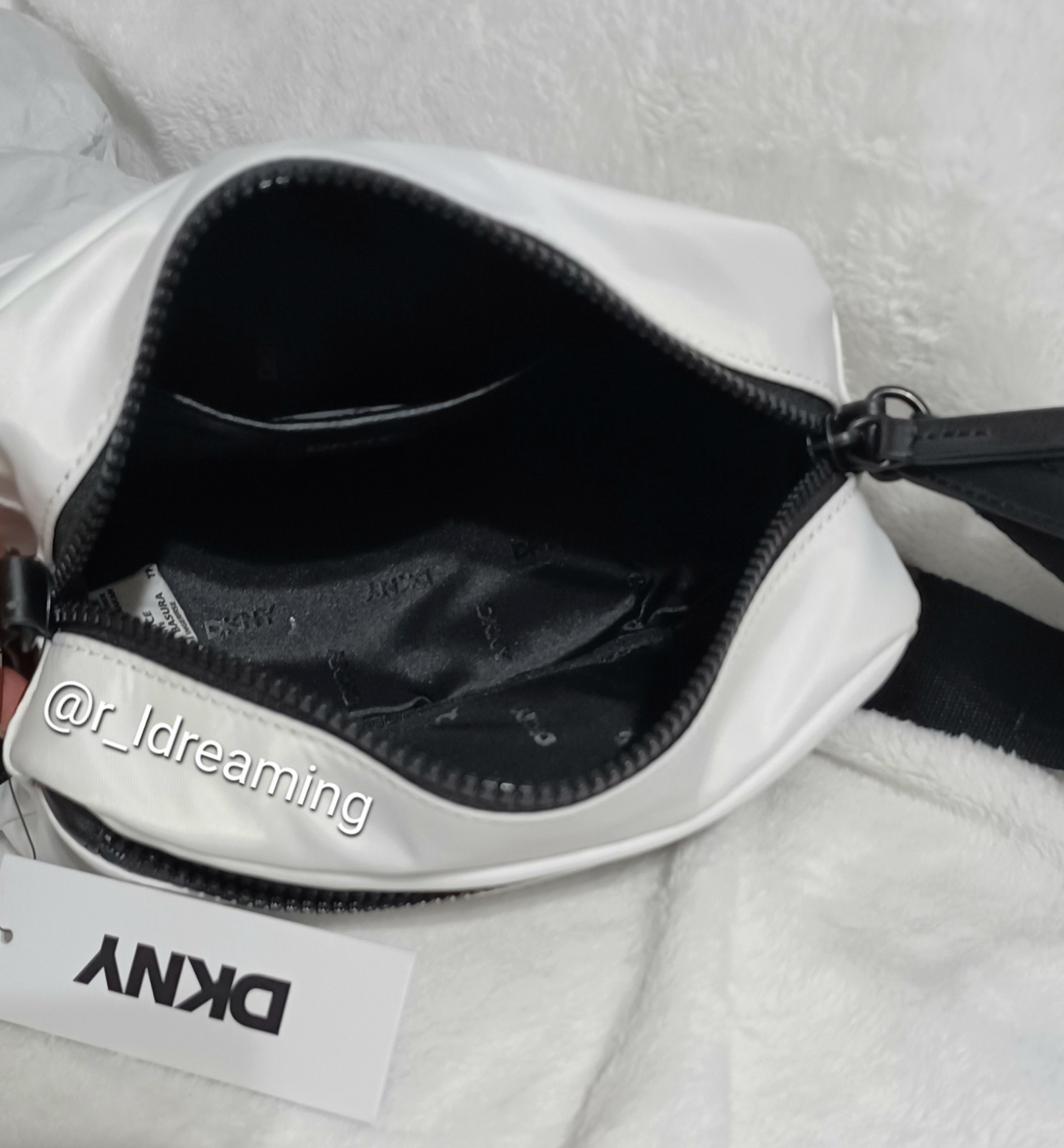 NWT DKNY Camera White and Black Crossbody Bag