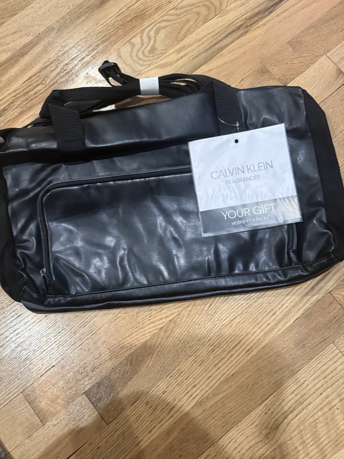 Calvin Klein Fragrances Leather Duffle Bag With Suede Sides Travel Gym Bag