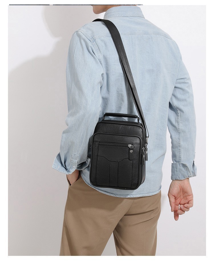 Men Genuine Leather Messenger Bag – Crossbody Shoulder Bag Casual Business