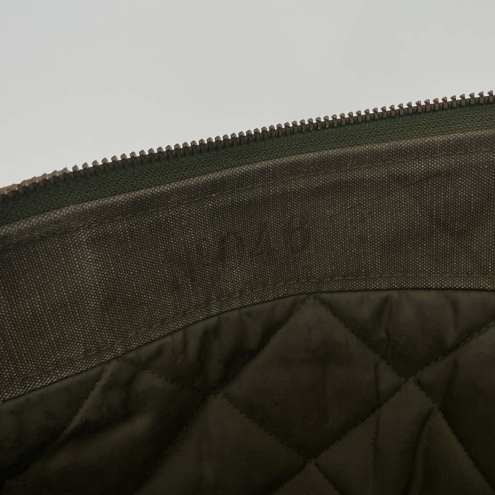 Atelier de L’Armee Green Canvas Brown Leather Tote Bag – Distressed