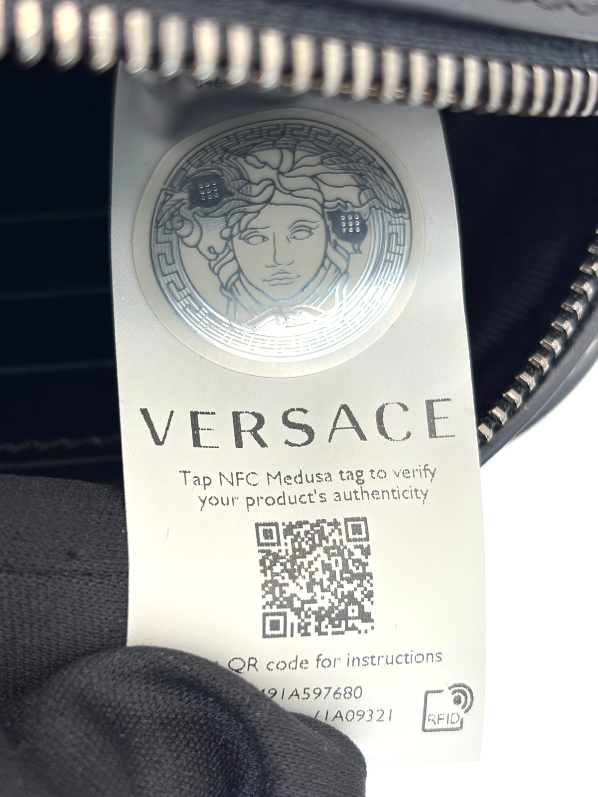VERSACE Black Jacquard Barocco Athena Messenger Crossbody Bag Canvas Mens NWOT