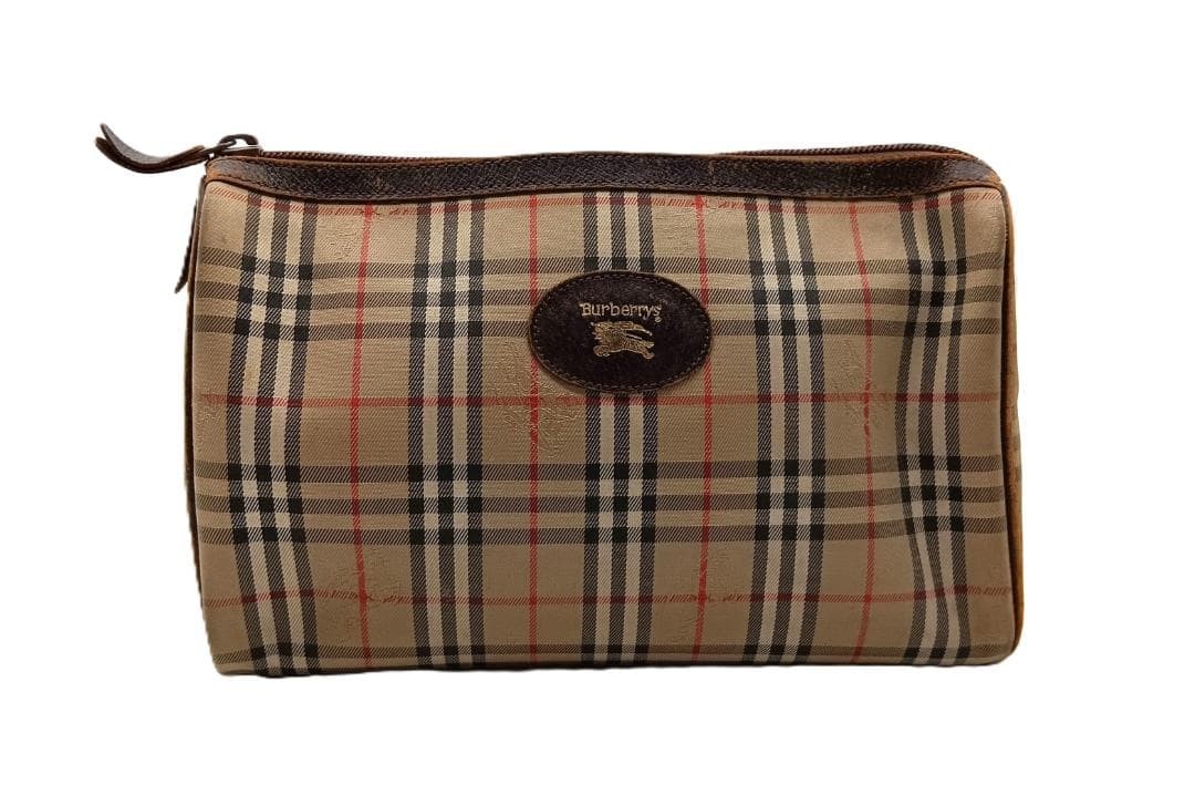 Authentic Burberrys Vintage Nova Plaid Clutch Bag Brown 15cm x 24cm x 5cm Damage