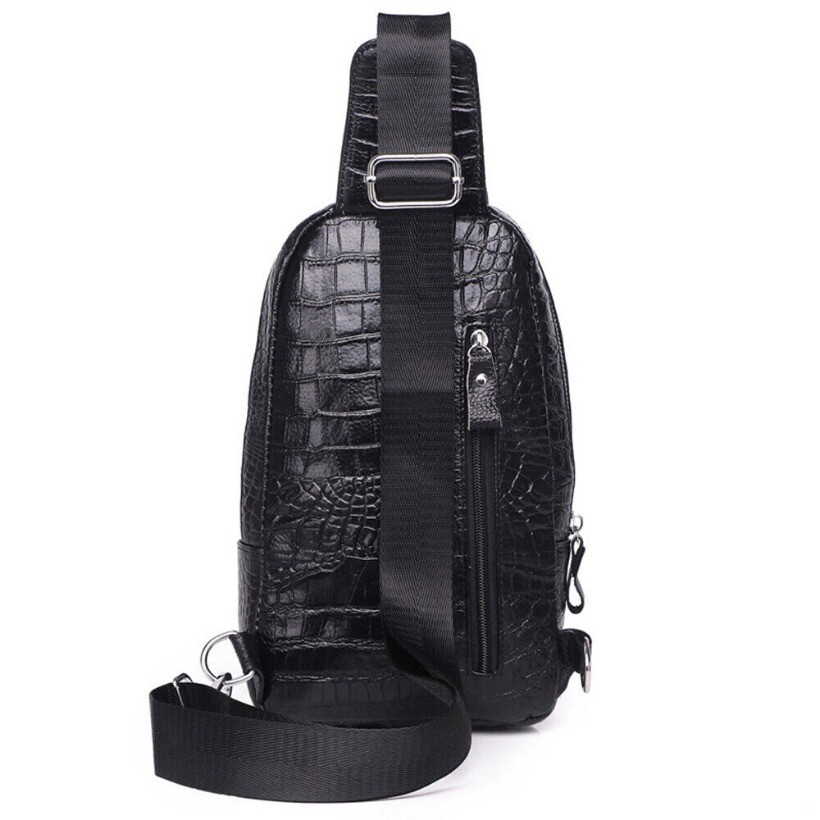 Men’s Leather Chest Bag Tactical Backpack Single Shoulder Crossbody Travel Bag