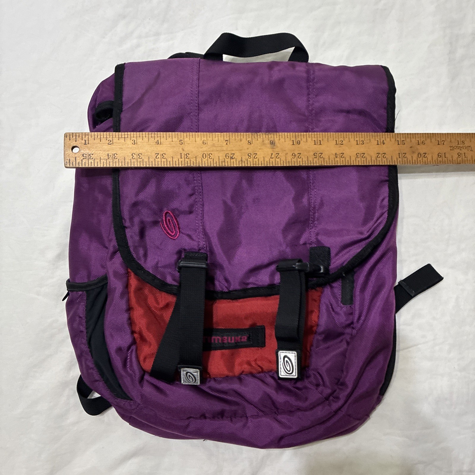 Timbuk2 Red Purple Backpack Laptop Swig Swag Bag EUC Casual Striped Retro
