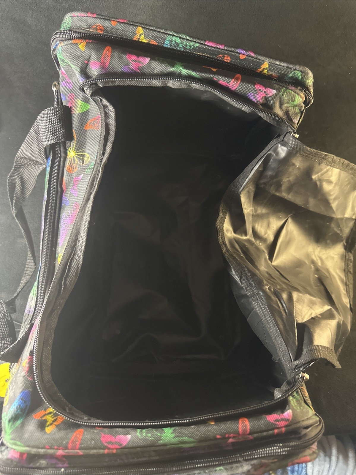 Cool Multicolor Butterfly Duffle Travel Bag 4 Pocket Zipper With Strap