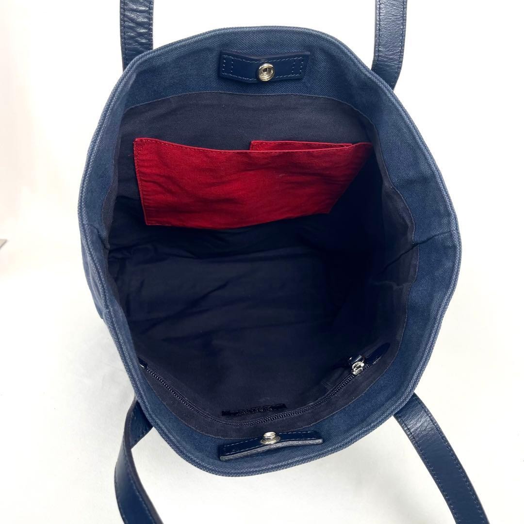 Authentic Burberry Black Label Canvas Tote Bag 37cm Night Red Logo Embossed Leat