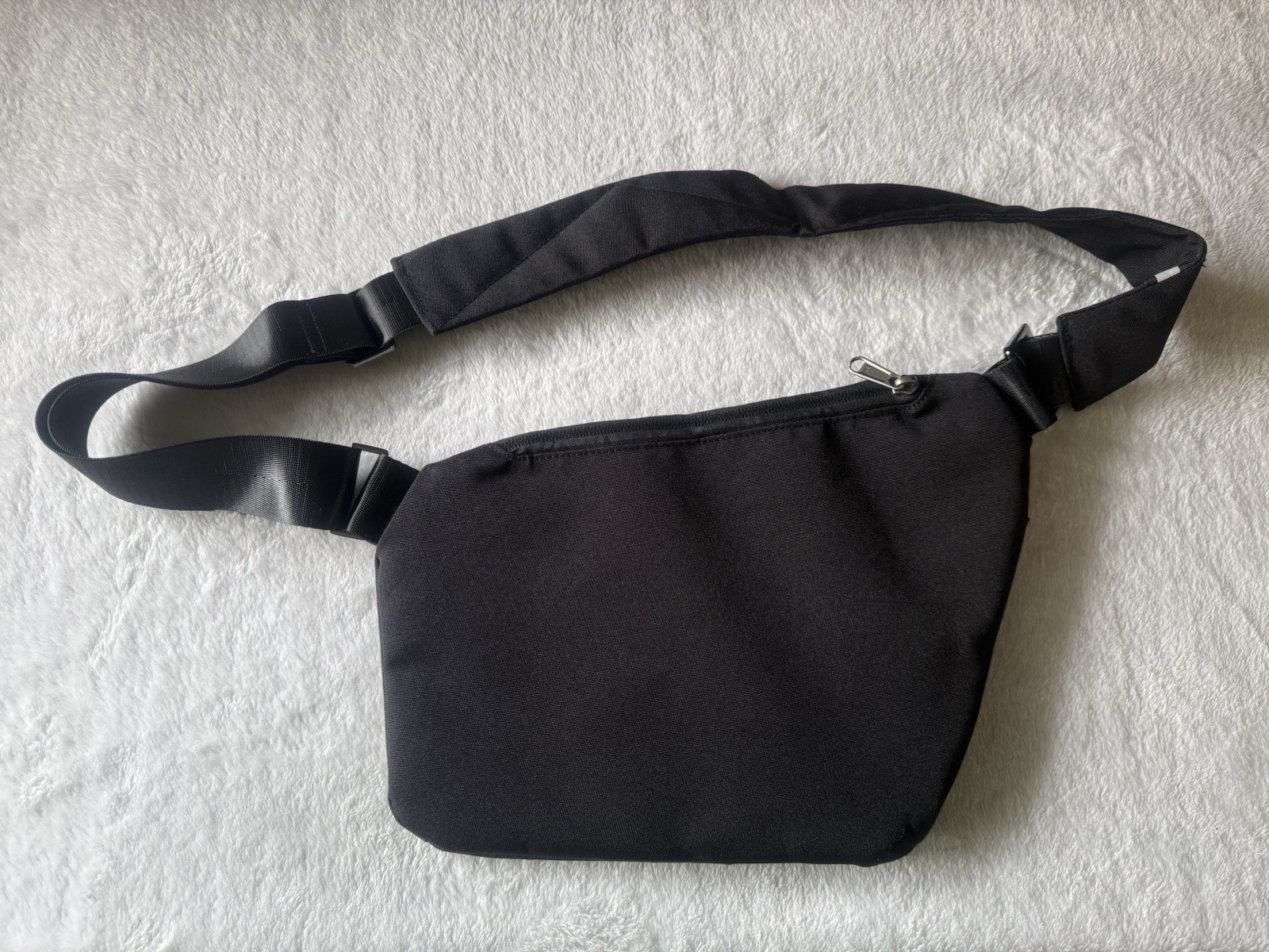 Black Waterproof Crossbody Sling Chest Bag, Zip & Magnetic, Outer Pockets