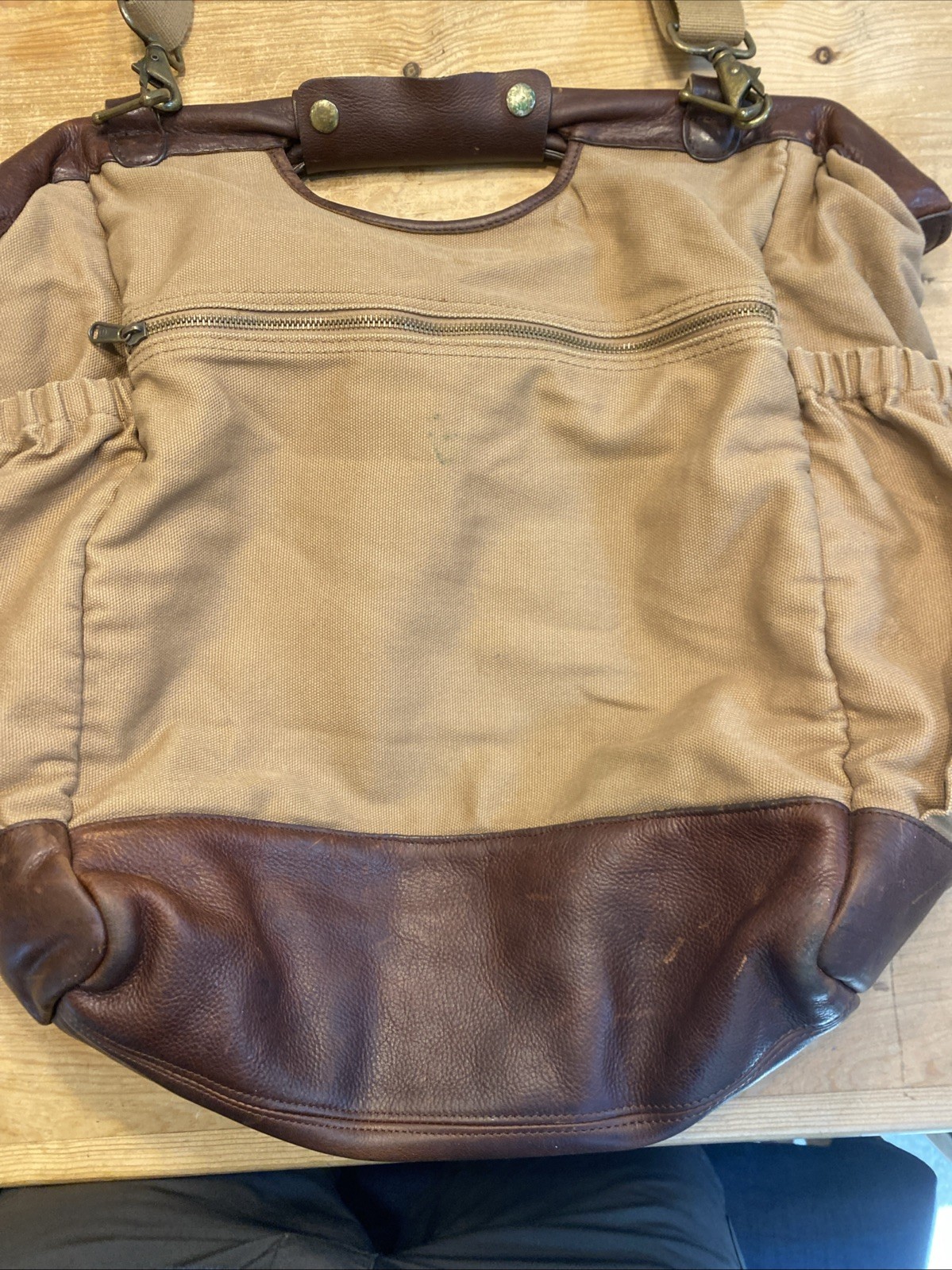 Vintage Duluth Trading Postmaster Tote Bag Canvas Leather w Shoulder Strap