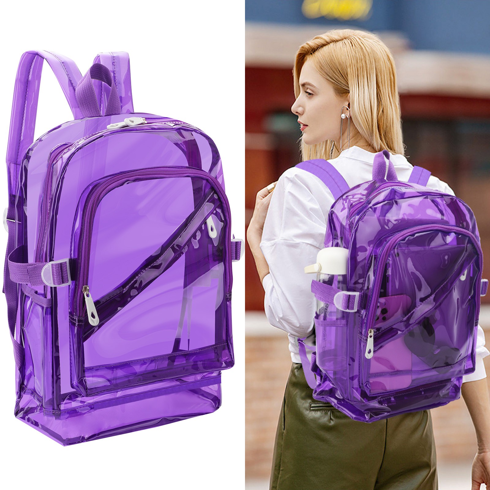 Heavy Duty Clear Backpack Waterproof Transparent Sling Bag School Travel Bookbag
