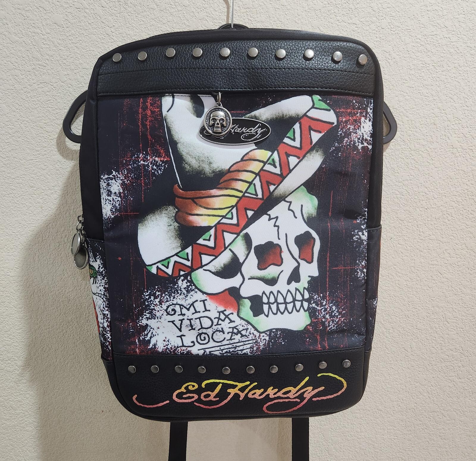 New Y2K retro Ed Hardy Large Backpack Tattoo Print Laptop Pocket Vegan Material