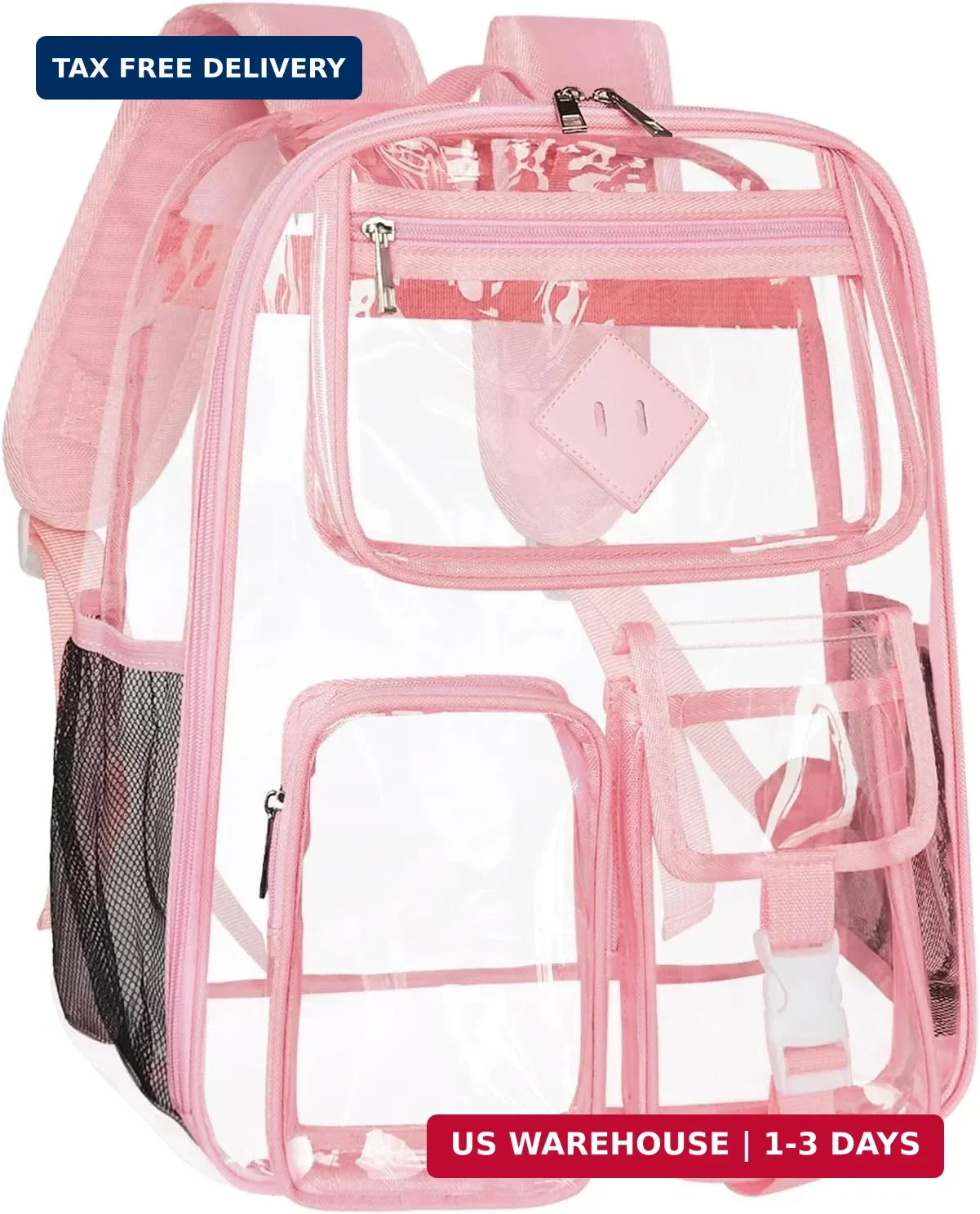 Clear Backpack Heavy Duty Large PVC Transparent See Through Backpacks Work Trave