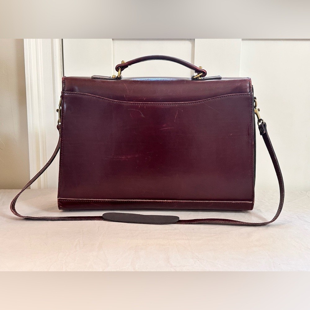 Schlesinger Full Grain Cowhide Burgundy Leather Briefcase Satchel Made in USA