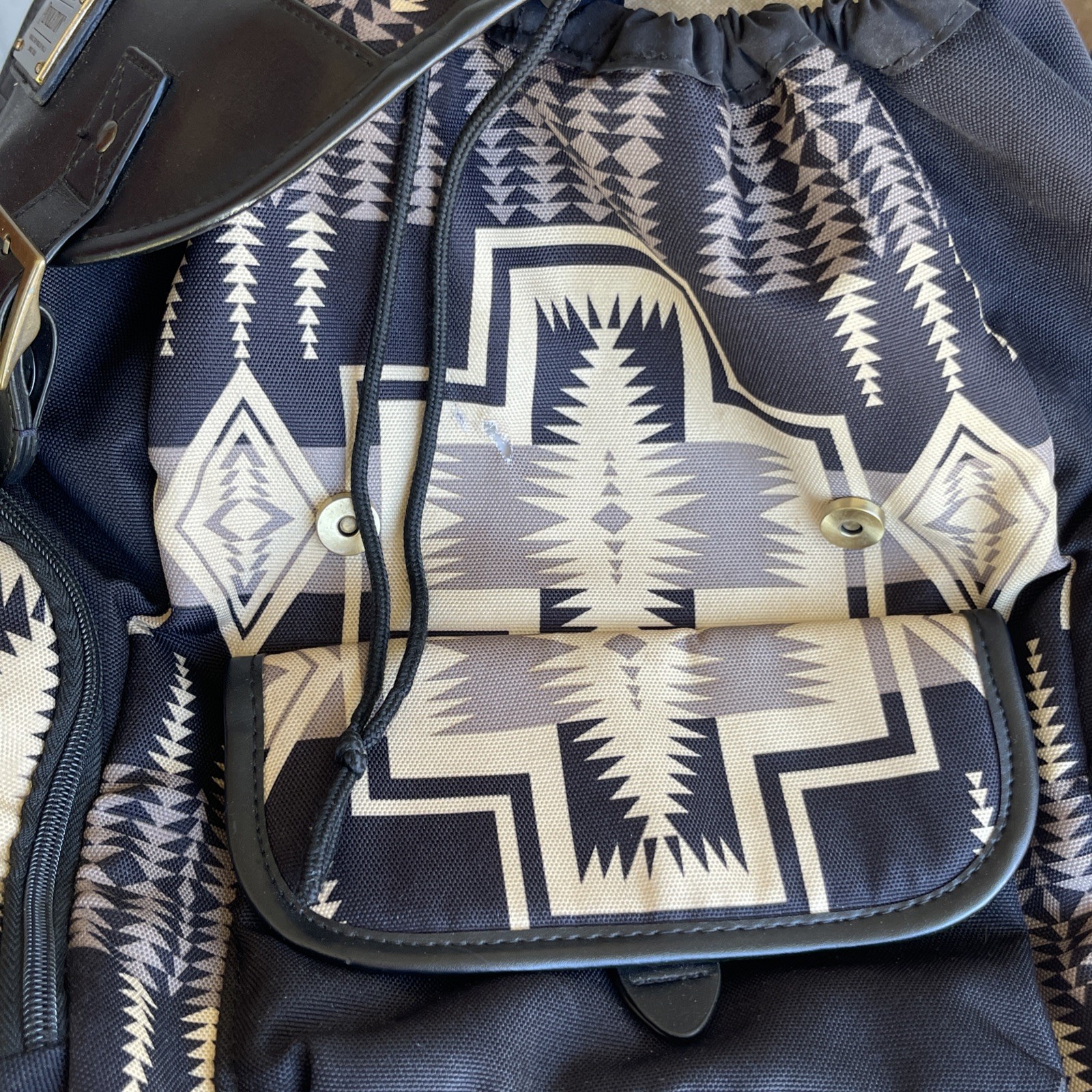 Pendleton Harding Black Canvas Leather Backpack Western Design