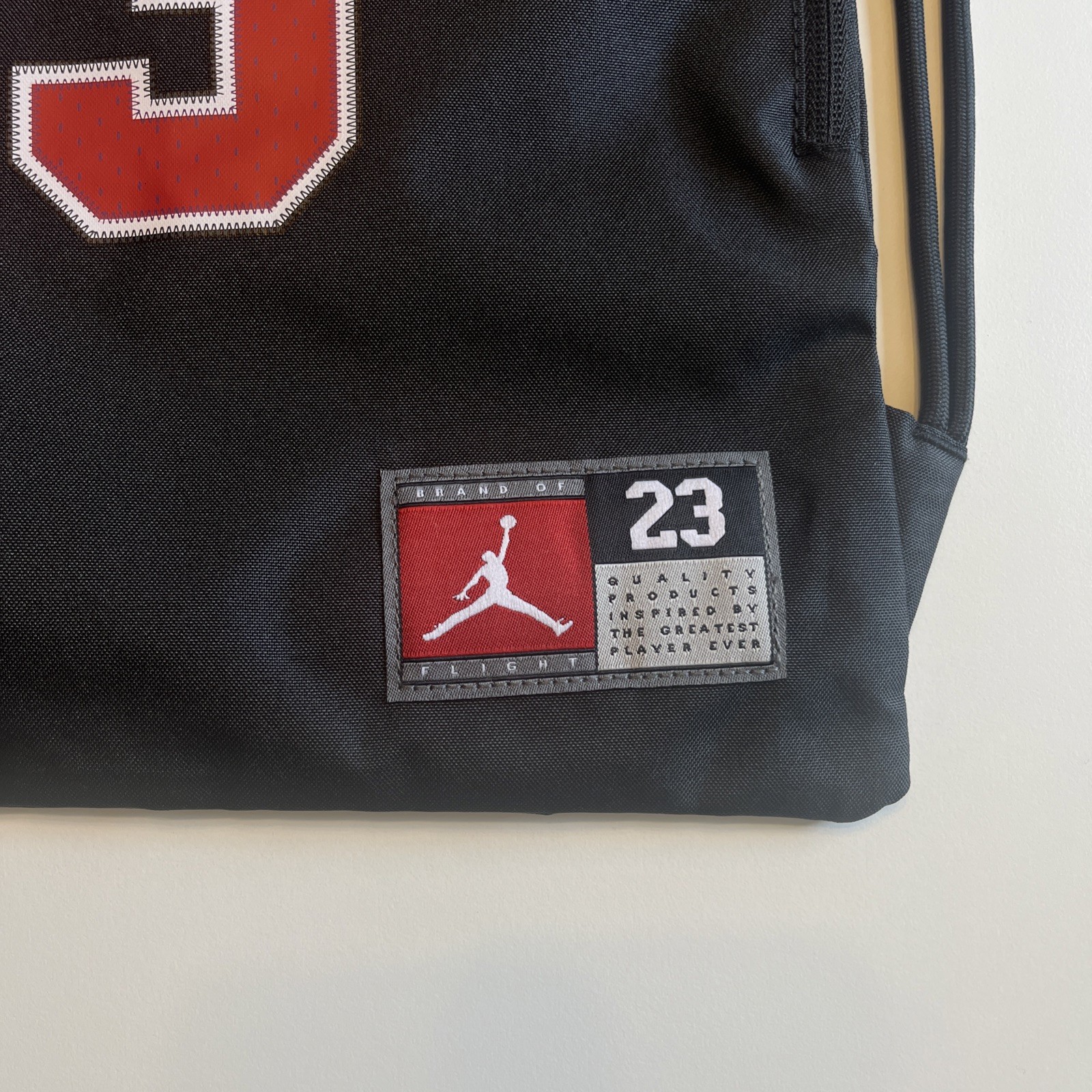 Nike Air Jordan Gym Sack Bag Drawstring, Black, 23 Jersey Black Red Bulls