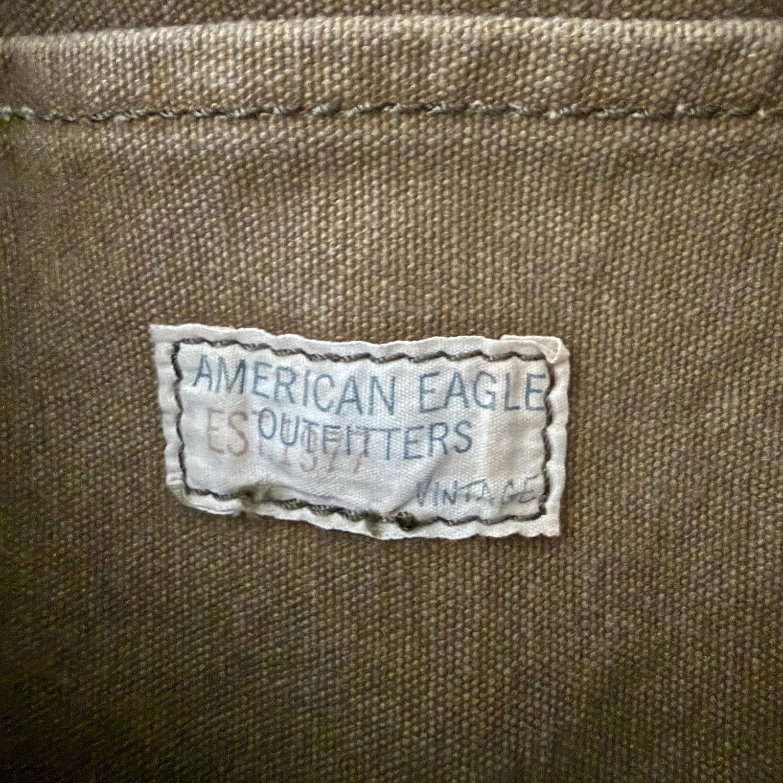 American Eagle Vintage Messenger Bag Mens Olive Green Canvas Y2K Crossbody Bag