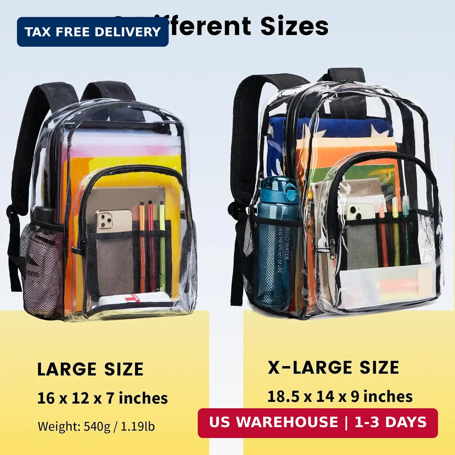 Vorspack Clear Backpack Heavy Duty PVC Transparent Backpack with Reinforced Stra