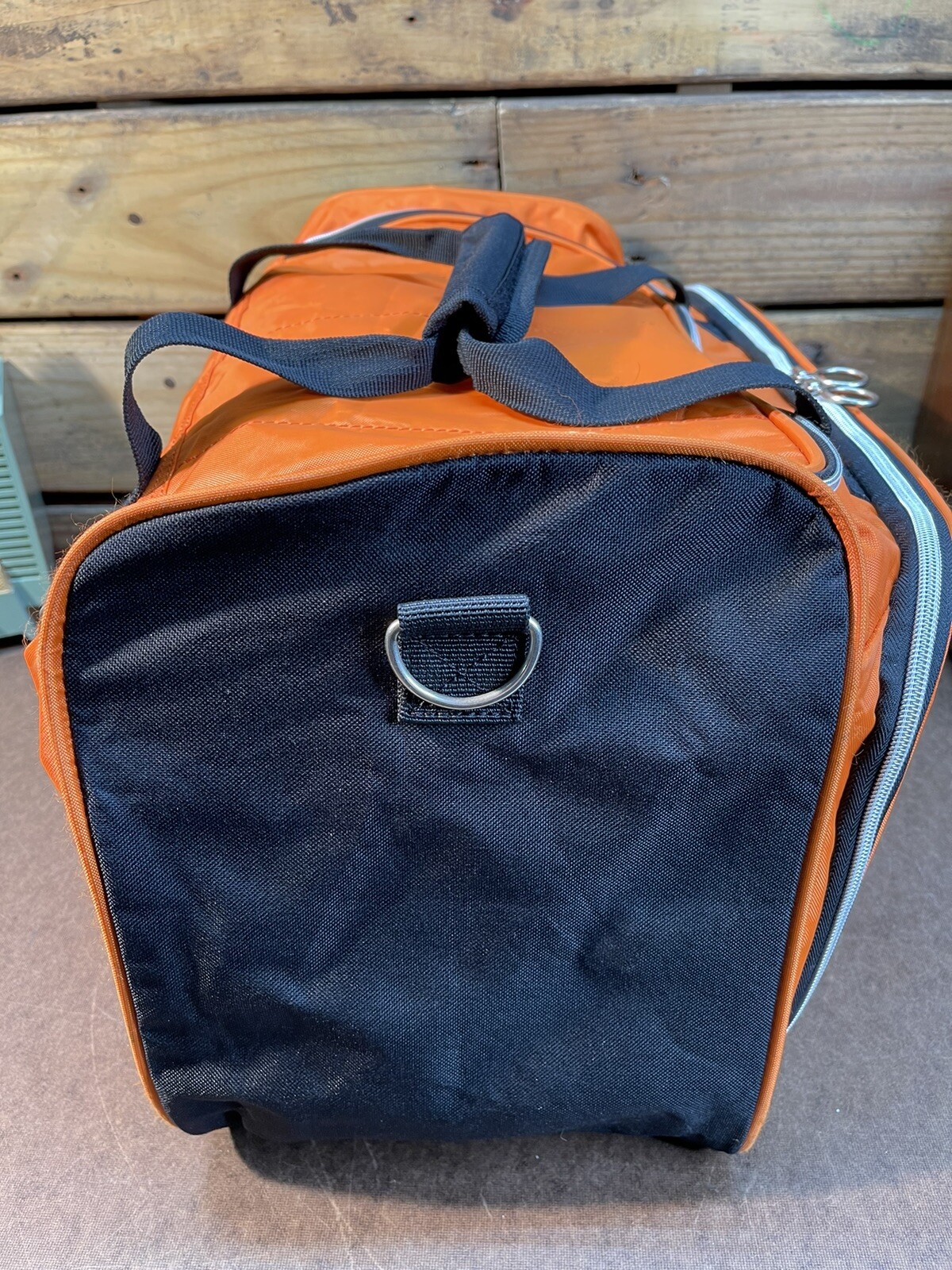 Rare Tommy Hilfiger Spellout Black and Orange Duffel Gym Bag 21 inches Long