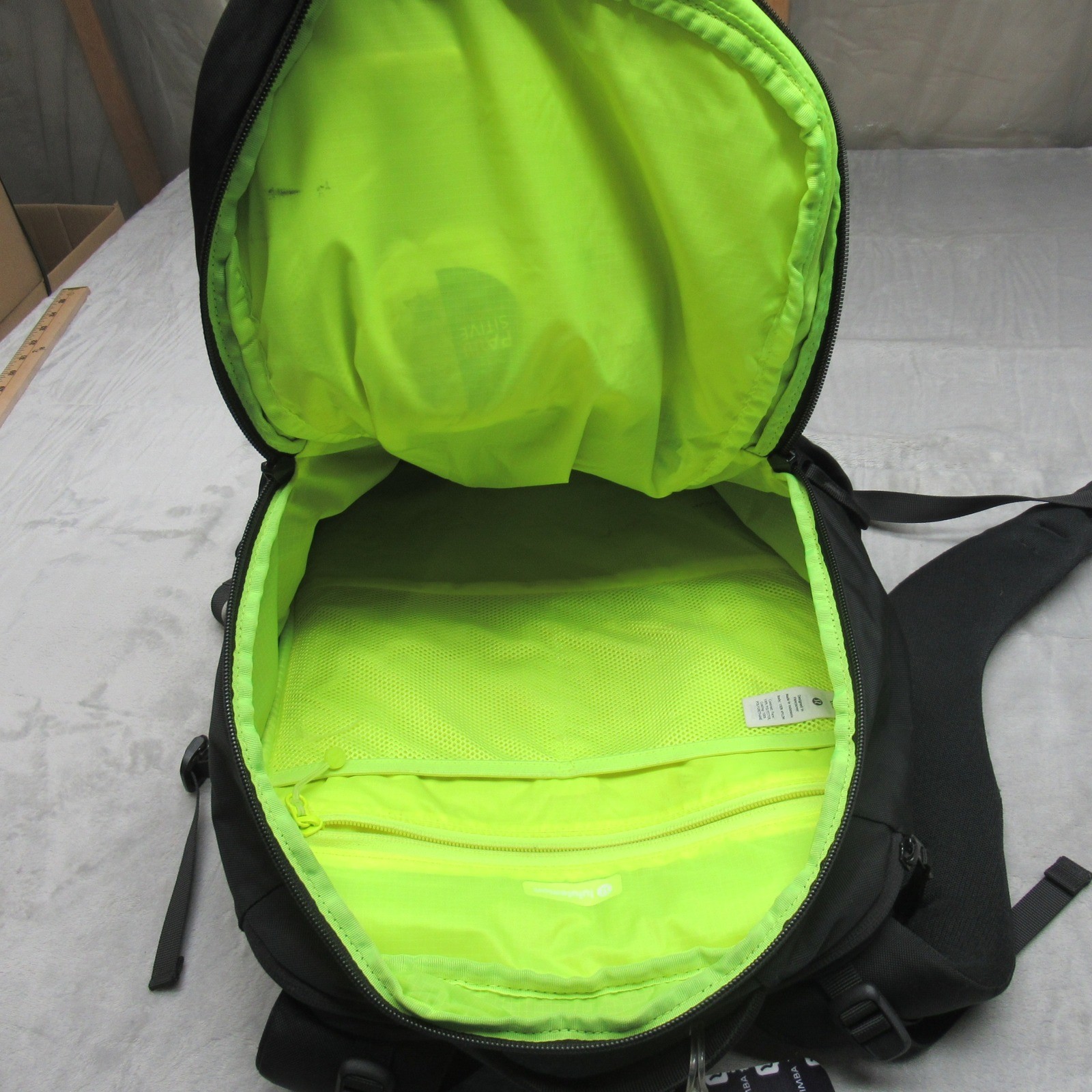 Lululemon Backpack Mens Black Neon Green Lining Multi Pockets Custom LOGO NWD