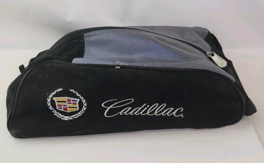 Cadillac Embroidered Logo Suede Luggage Zipper Shoe Travel Gym Golf Bag 16x10x6
