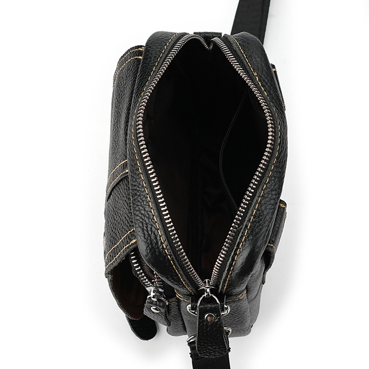 Mens Genuine Leather Mini Messenger Cross Body Handbag Shoulder Bag Large Purse