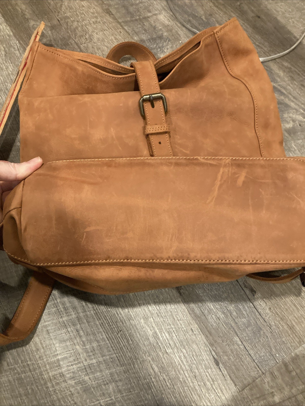 One Mill & Bull Roll Top Backpack Leather Tan Brown Bag