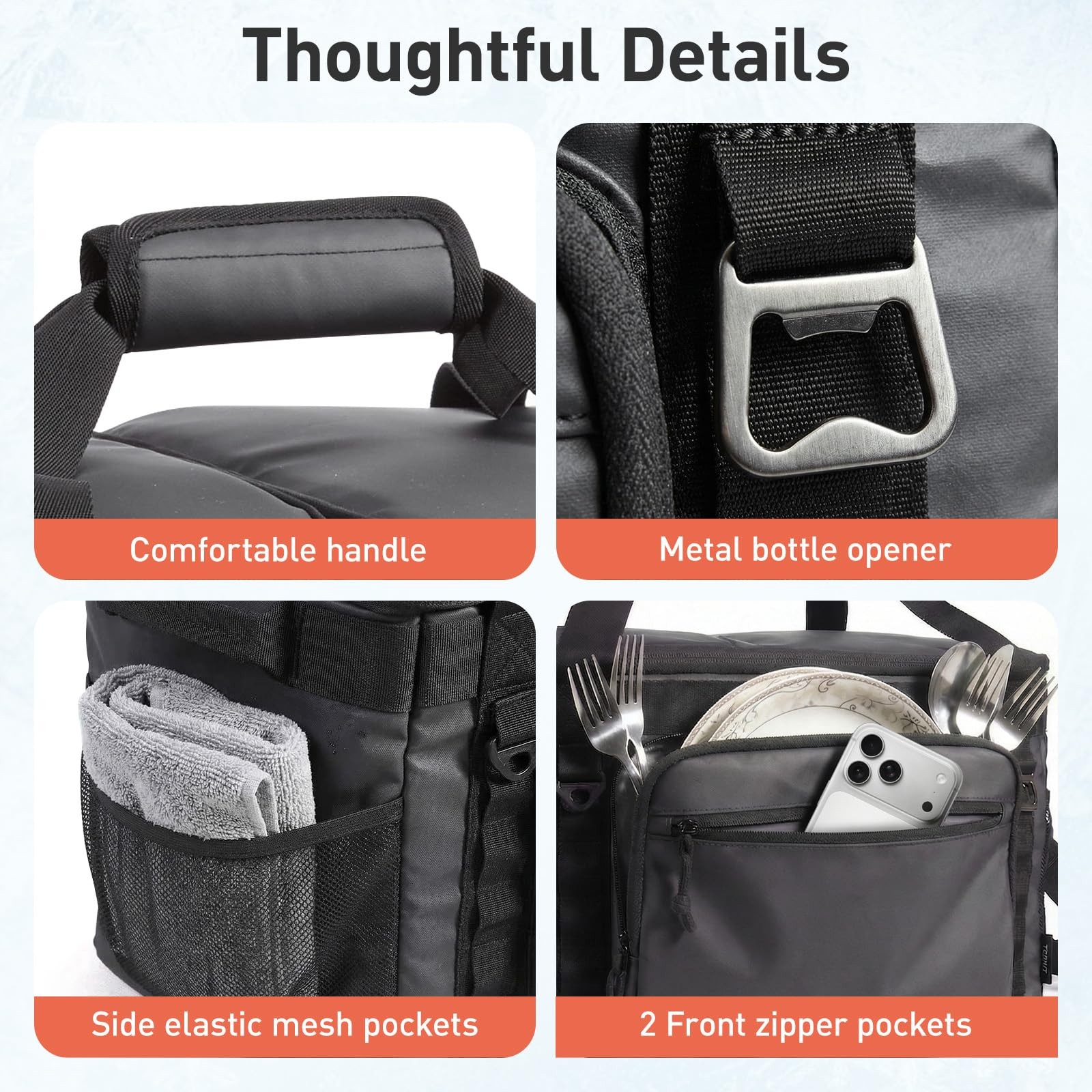 2-Zone Soft Cooler Bag 30/48Cans, Dry & Wet Insulated Beach Cooler, Lunch Bag…