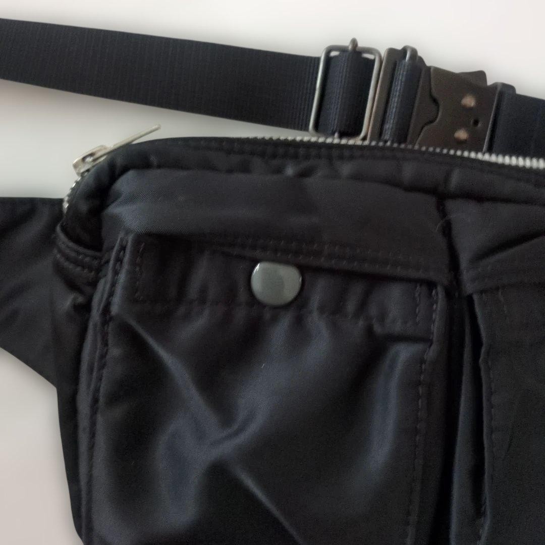 Authentic PORTER Yoshida Kaban TANKER Waist Bag Black 15cm x 26cm x 4cm Excellen