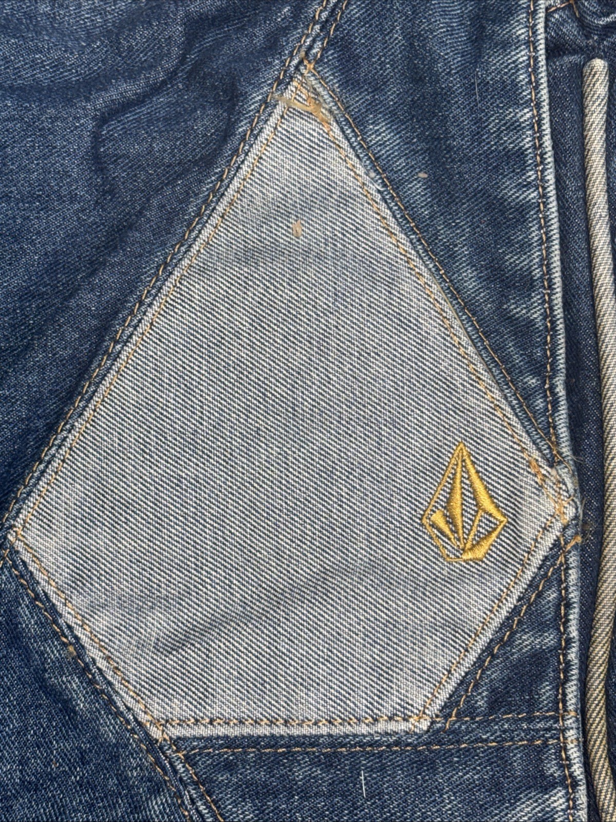 Vintage Volcom Denim Messenger Bag 90s/Y2k Style Blue Jeans Embroidered Skater