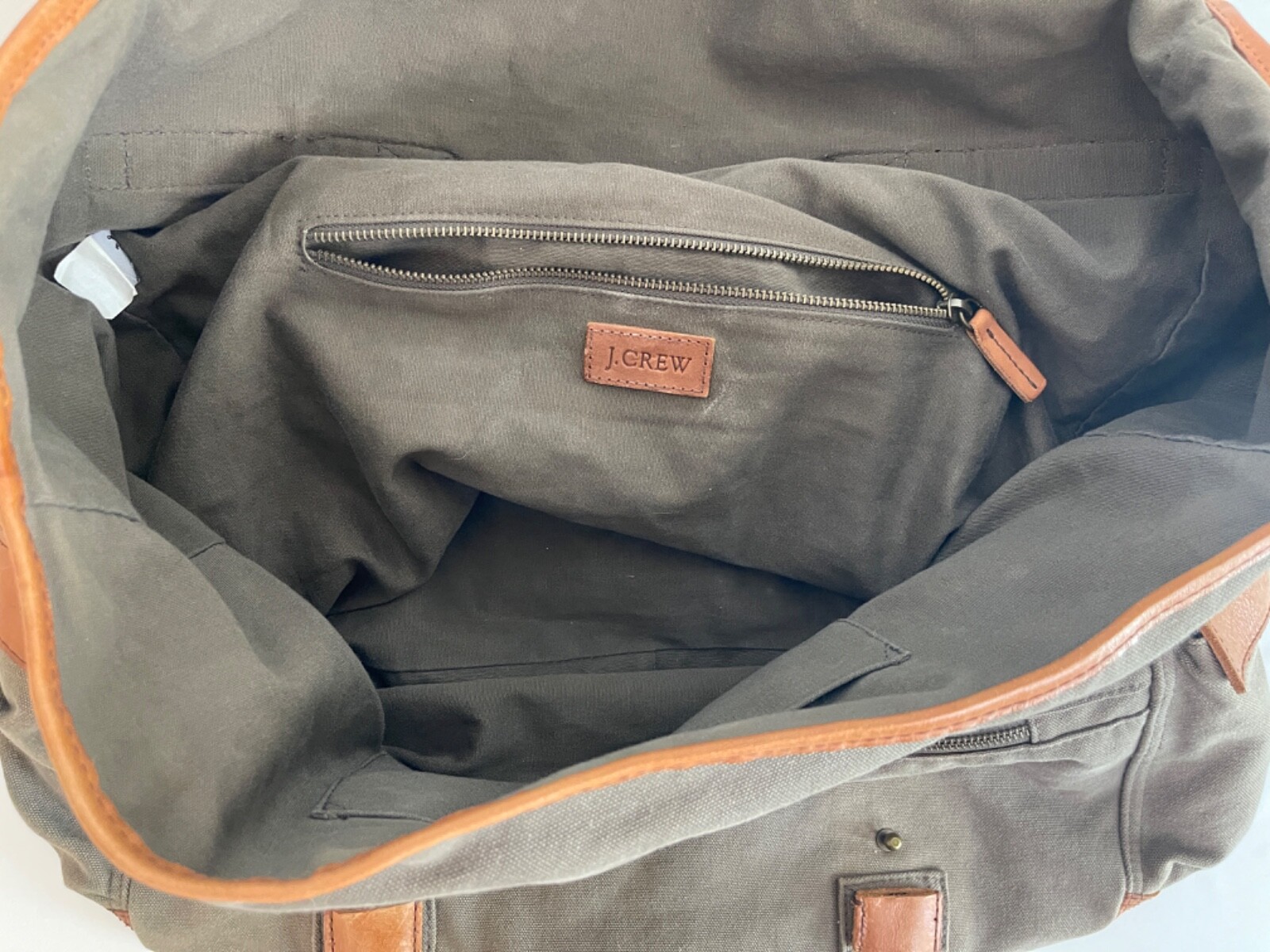 J.Crew Cotton/Leather Duffle bag Olive.