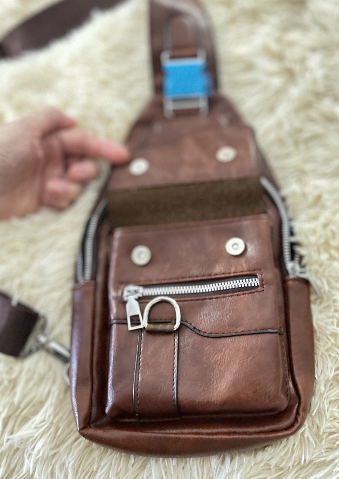 New WEIXIER Sling Bag Men’s CROSSBODY Chest Purse Over Shoulder PU Leather