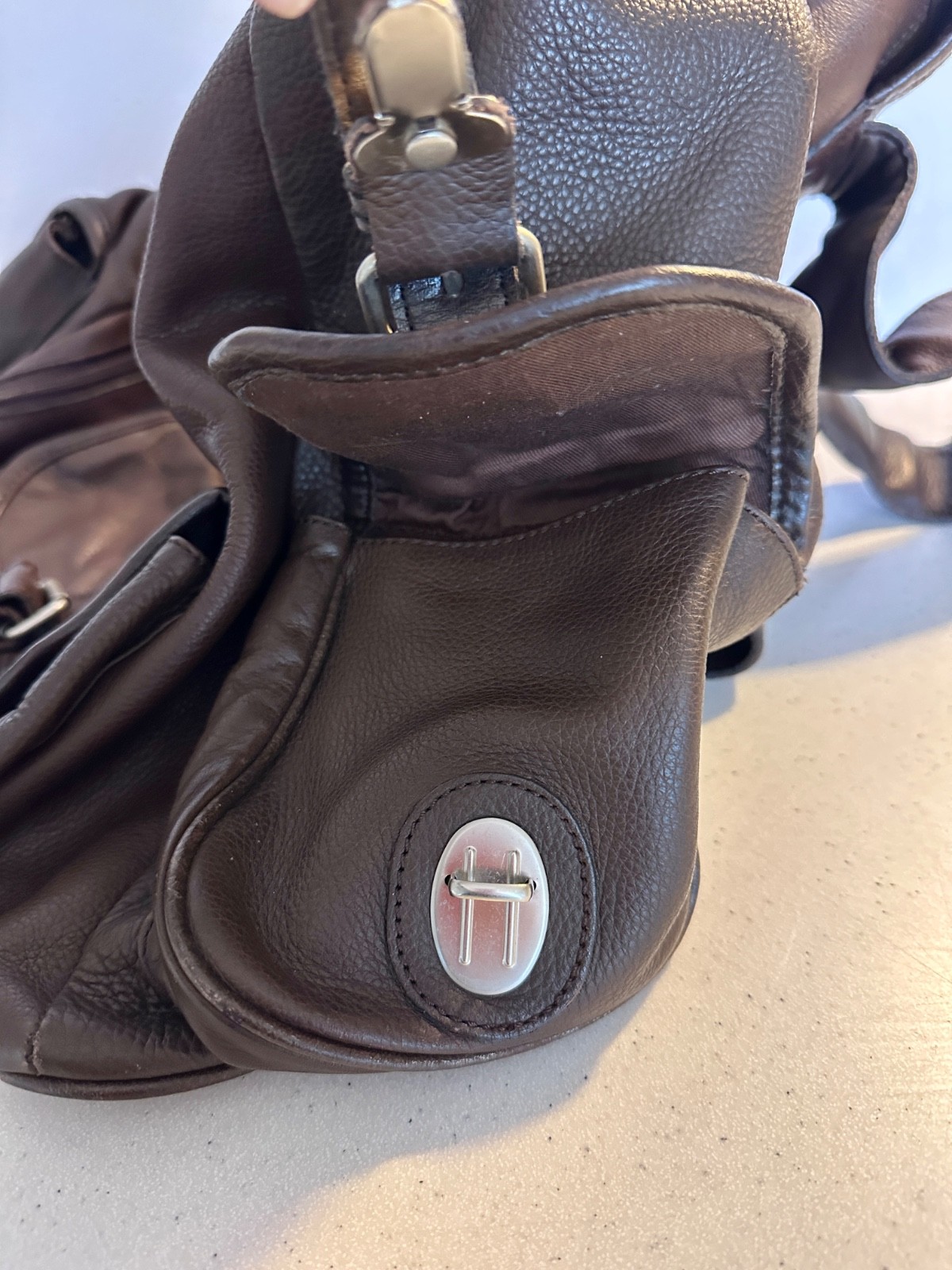 GENUINE LEATHER UNISEX BACKPACK CHOCOLATE BROWN w Multiple Pockets & Drawstring