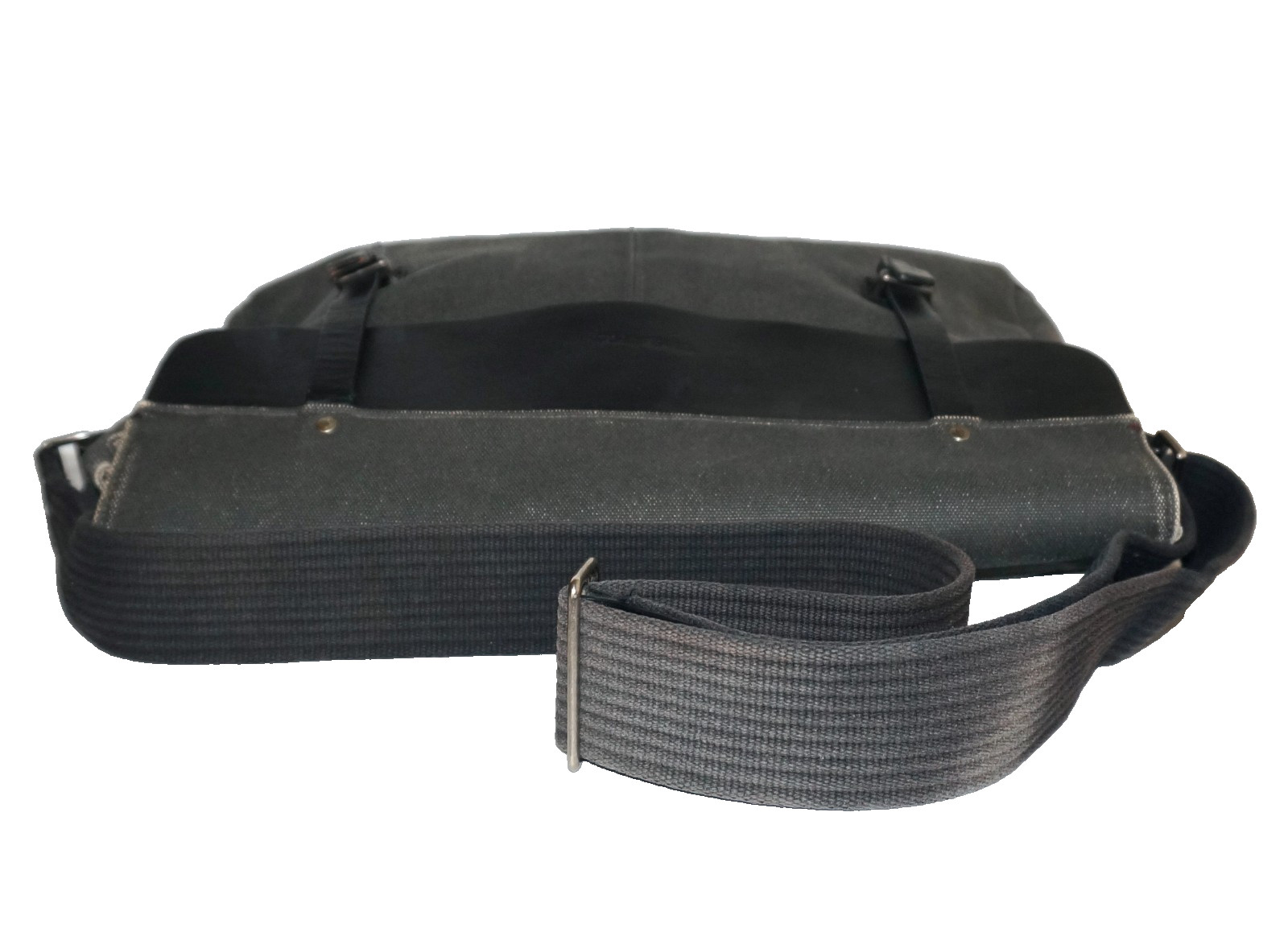 TIMBUK2 Gray Distressed Canvas & Black Leather Laptop Messenger Crossbody