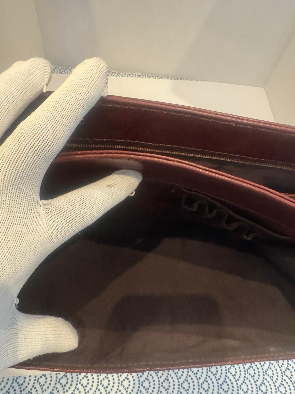 Vintage Burgundy Full‑Grain Leather Briefcase — Brass Hardware
