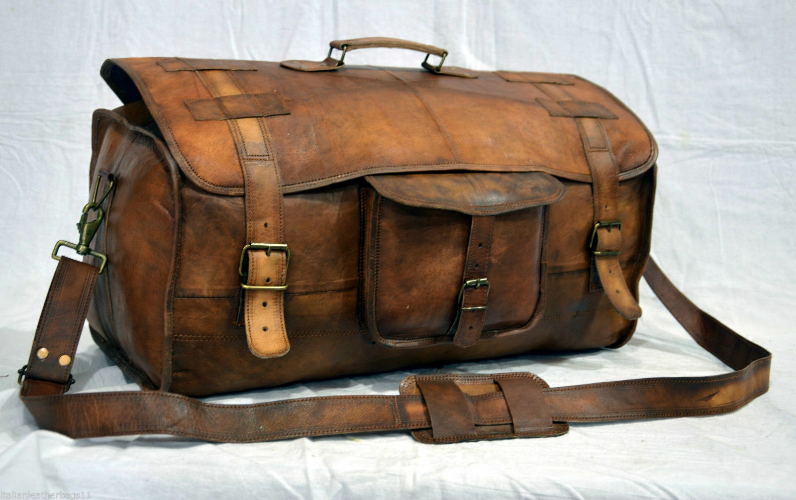 Men’s Handcrafted High Quality Goat Leather Travel Luggage Duffel Gym Sports Bag