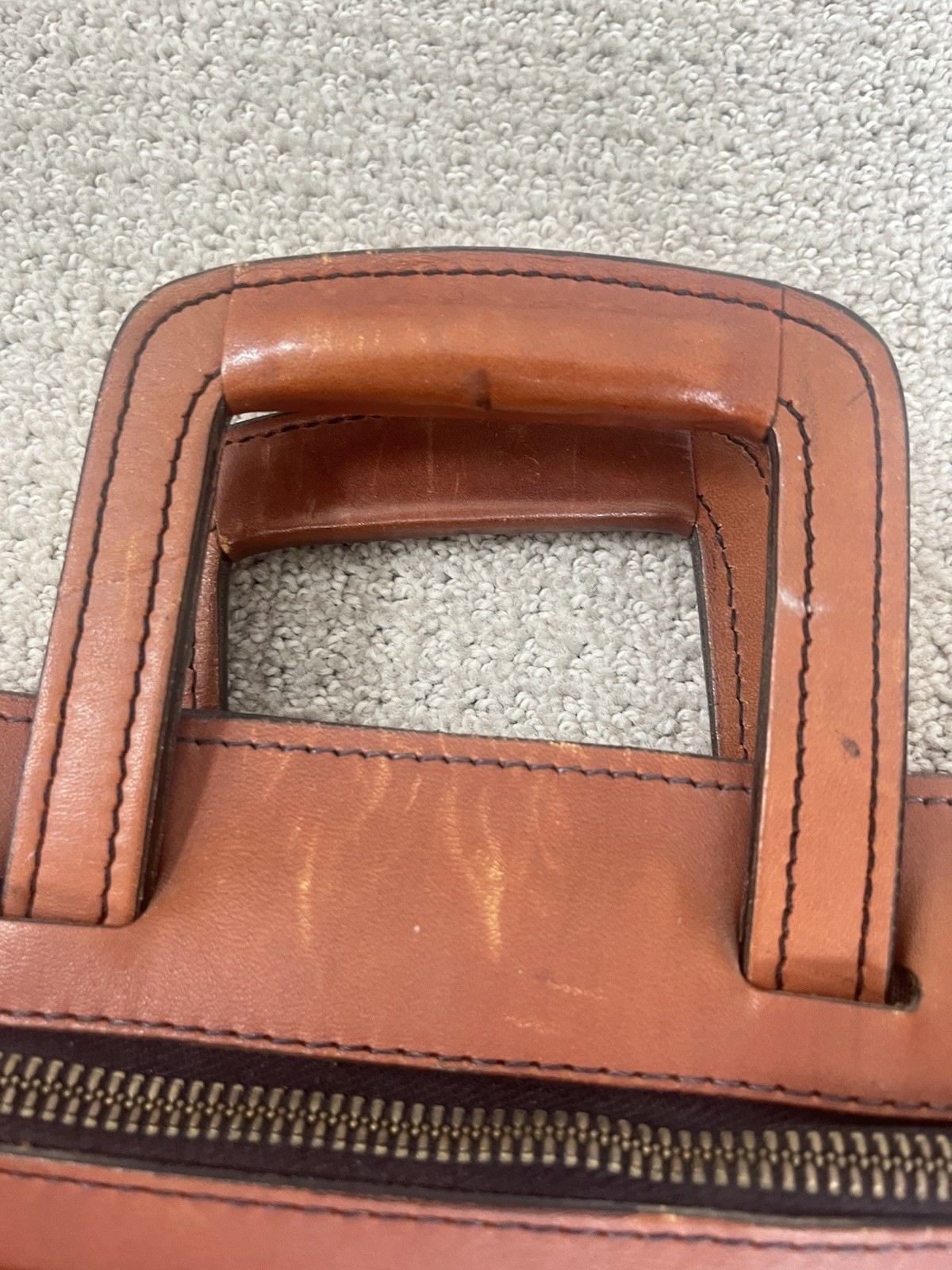 Schlesinger Brothers Briefcase Saddle Leather Vintage USA Slide Handle