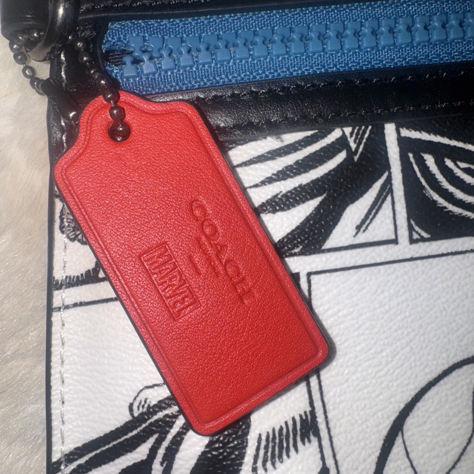 NWT Coach Marvel Comic Book Print Wristlet with Spider Man 1828