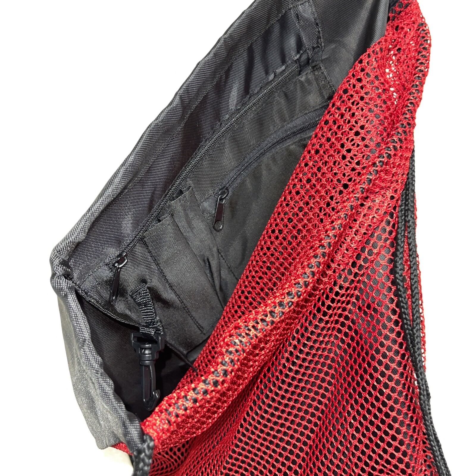 Mitre Mesh 18” Back Pack Unique Sack Bag,Key RingHook+ 3 Zippers 18in X 15.5 In