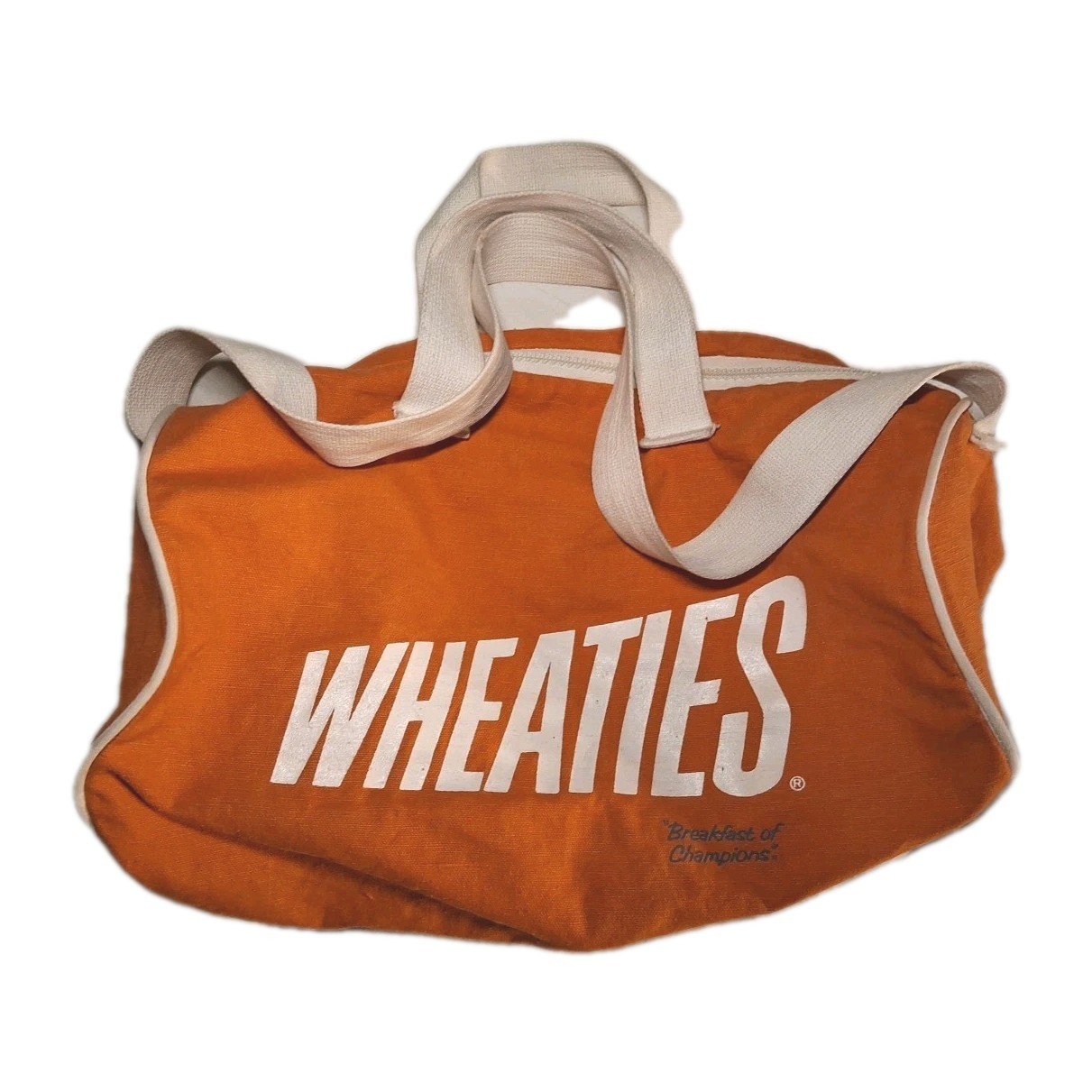 Wheaties Leisure Junior Vintage Orange Cotton Gym Bag 15″x8″x8″ Talon Zipper