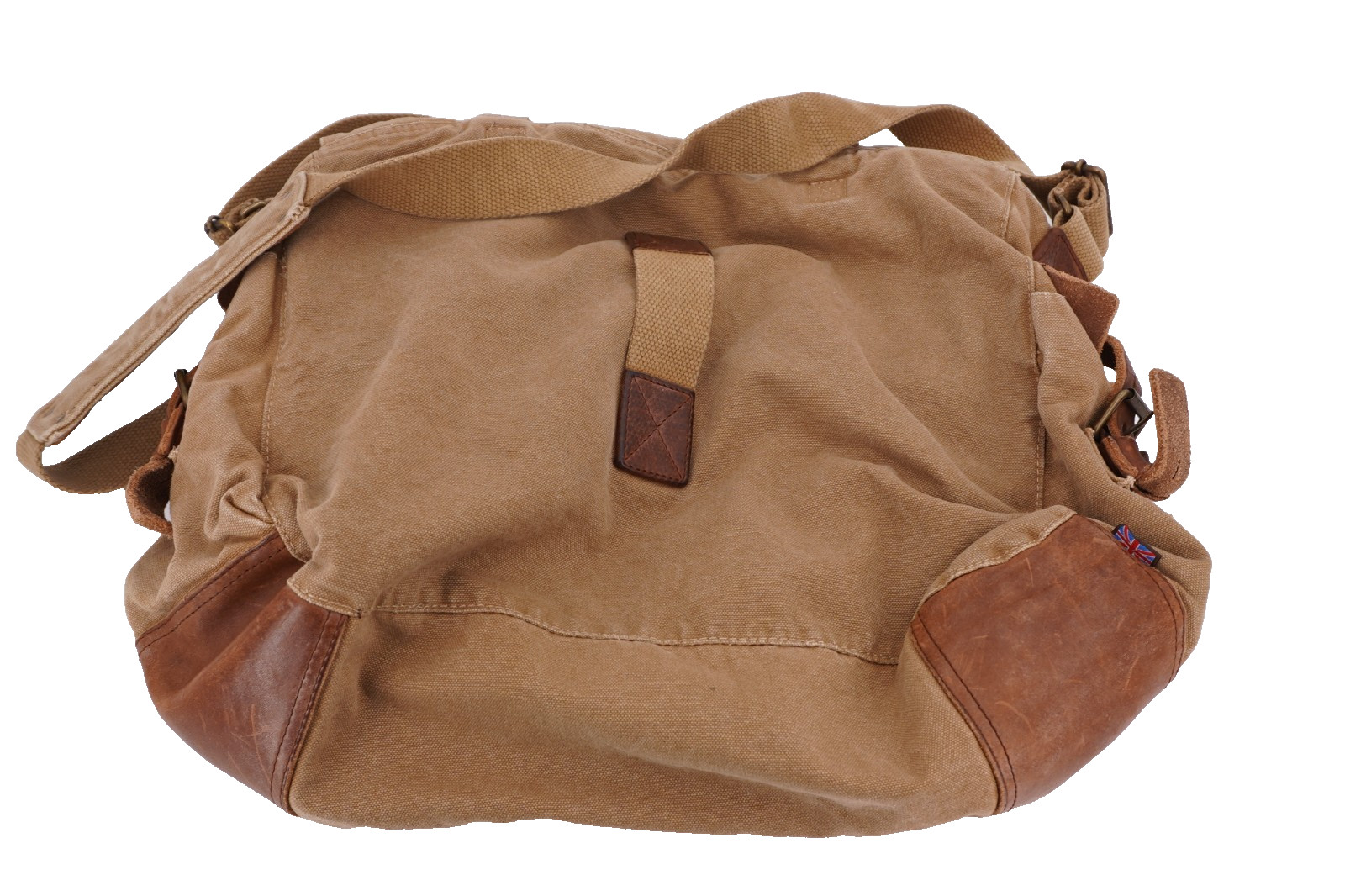 $845 | BELSTAFF COLONIAL COTTON TWILL LEATHER MESSENGER SATCHEL MOUNTAIN TAN