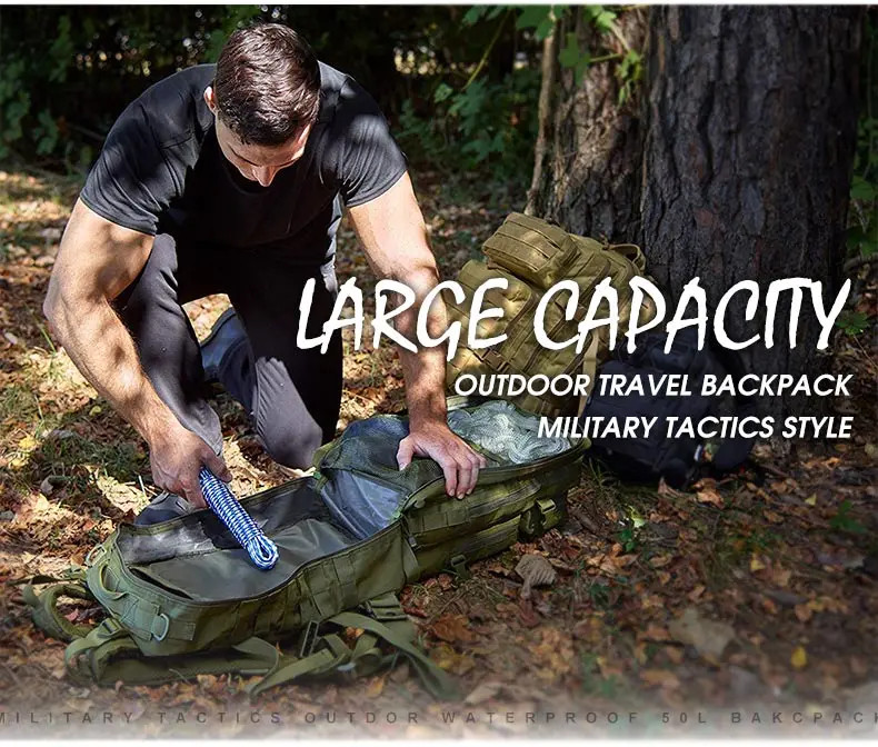 25L–45L Tactical Travel Backpack Men Waterproof Outdoor Sports Multi Bag