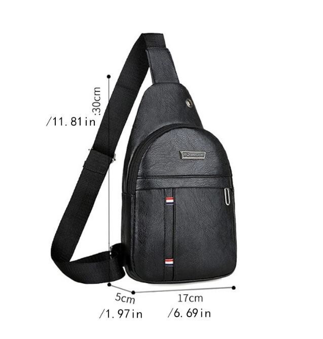 Men Chest Bag New Pu Leather Waterproof Multi Functional Crossbody Bag Fashion