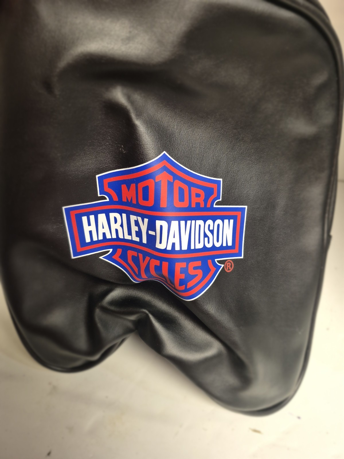 Harley Davidson Faux Leather Duffle Bag Tote Black Shoulder Strap 19″x11″x10″