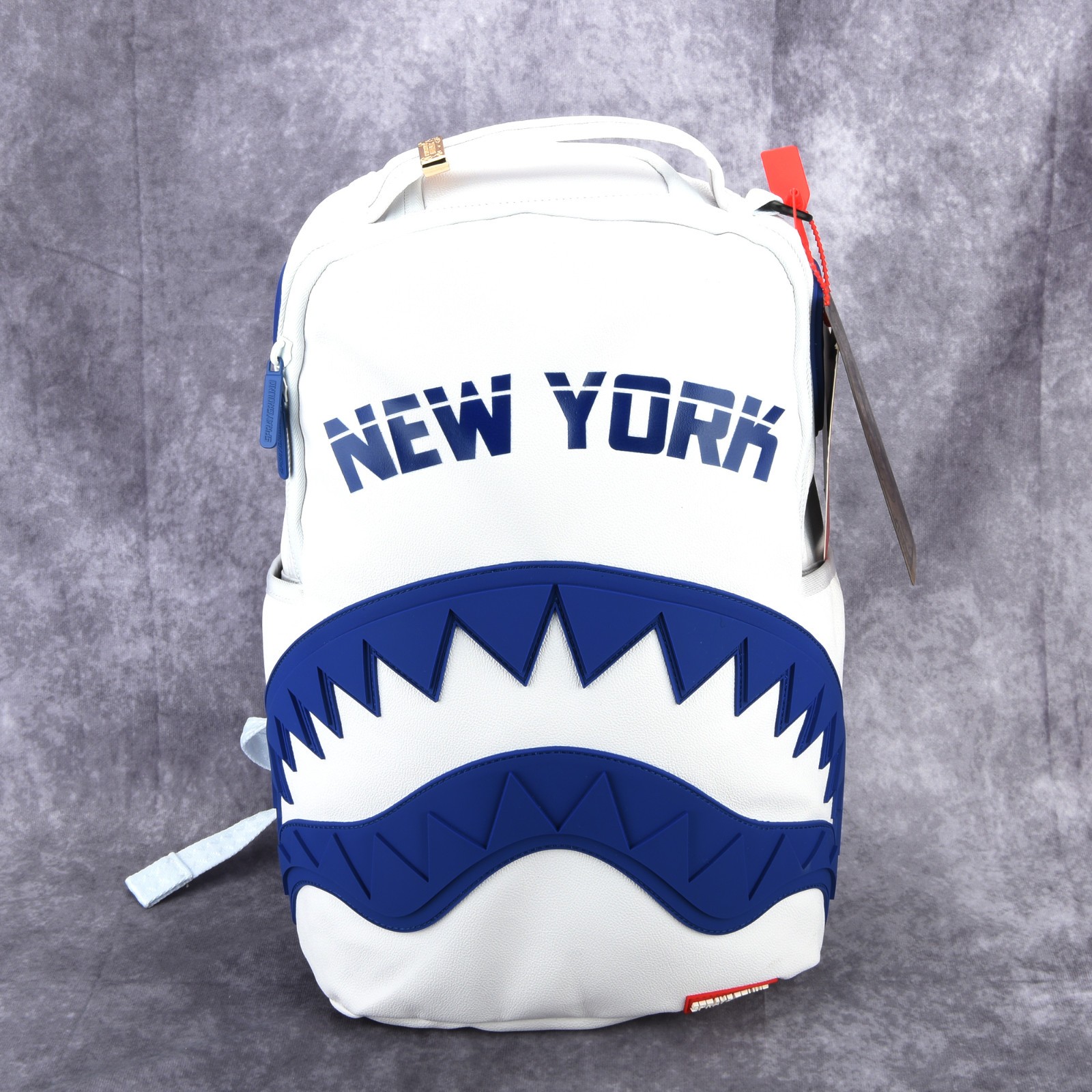 Sprayground Shark PVC Large Leather Backpack Unisex Plaid Natural White New York