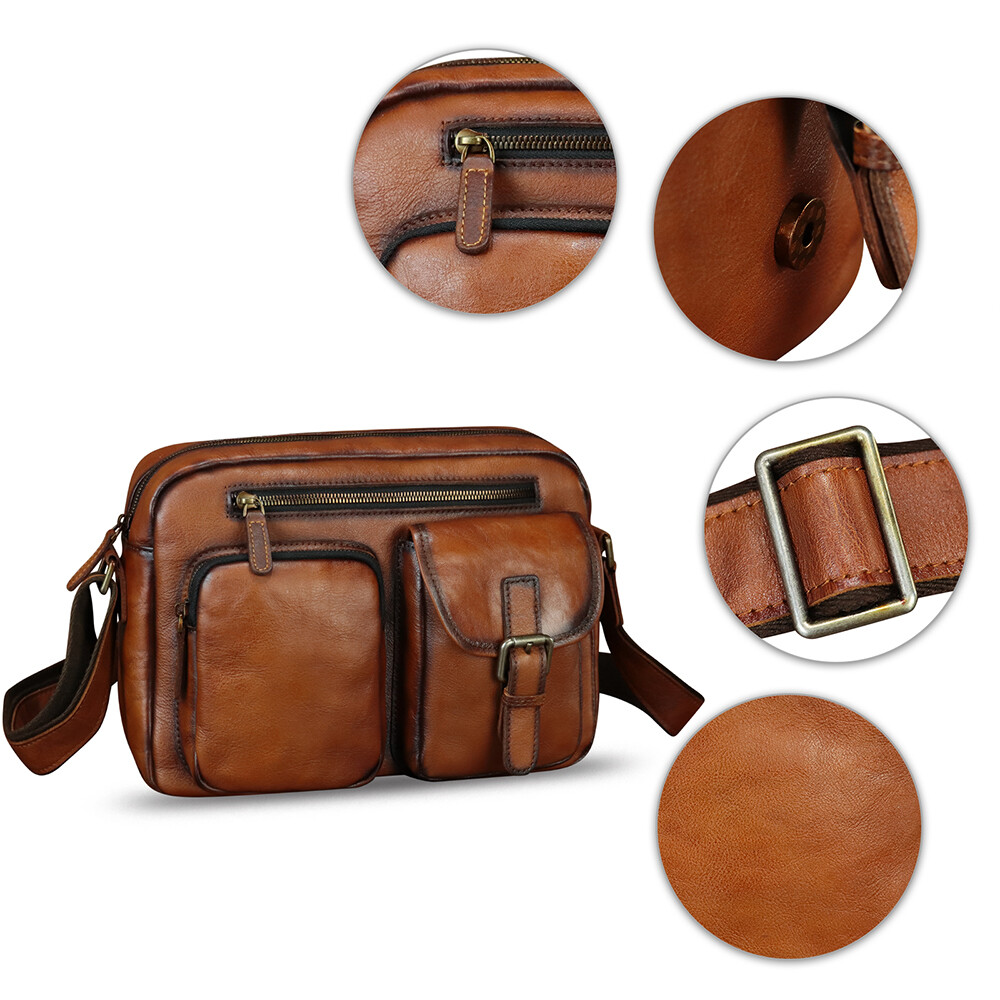 Genuine Leather Large Messenger Bag and Briefcase Purse for Men Shoulder Bag