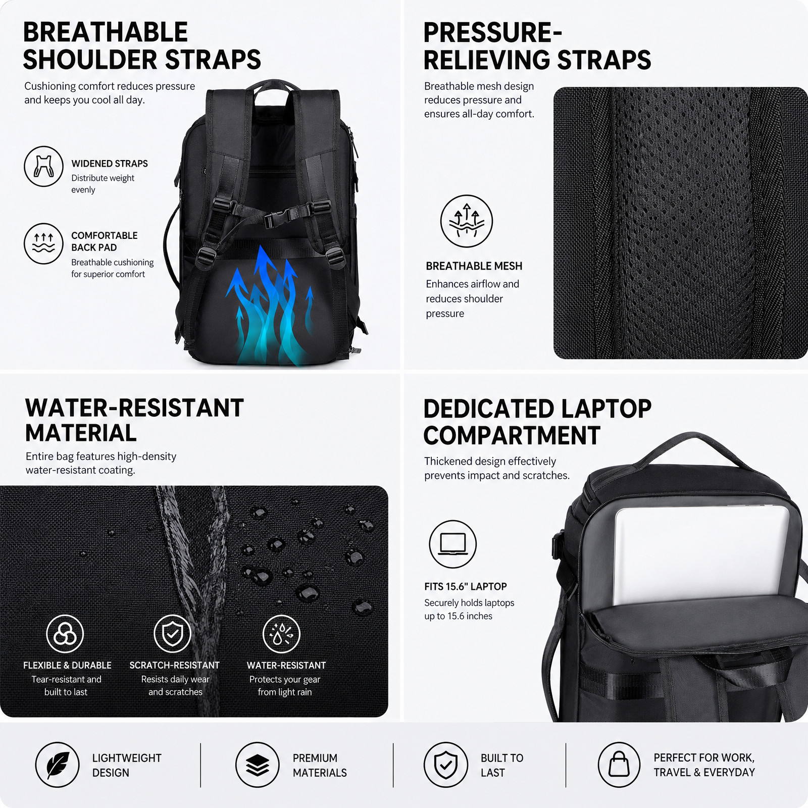 Large 55L Laptop Backpack 17in Travel Flight Approved Gym Duffel Weekender Bag