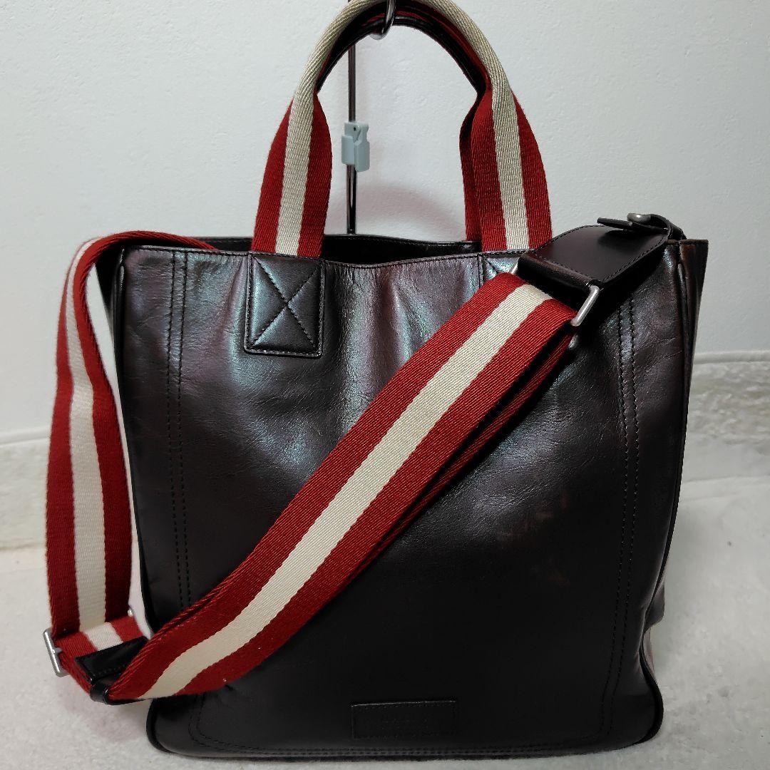 Authentic Bally Brown 2-Way Tote Bag Leather 34cm x 31cm x 9cmBally Leather To