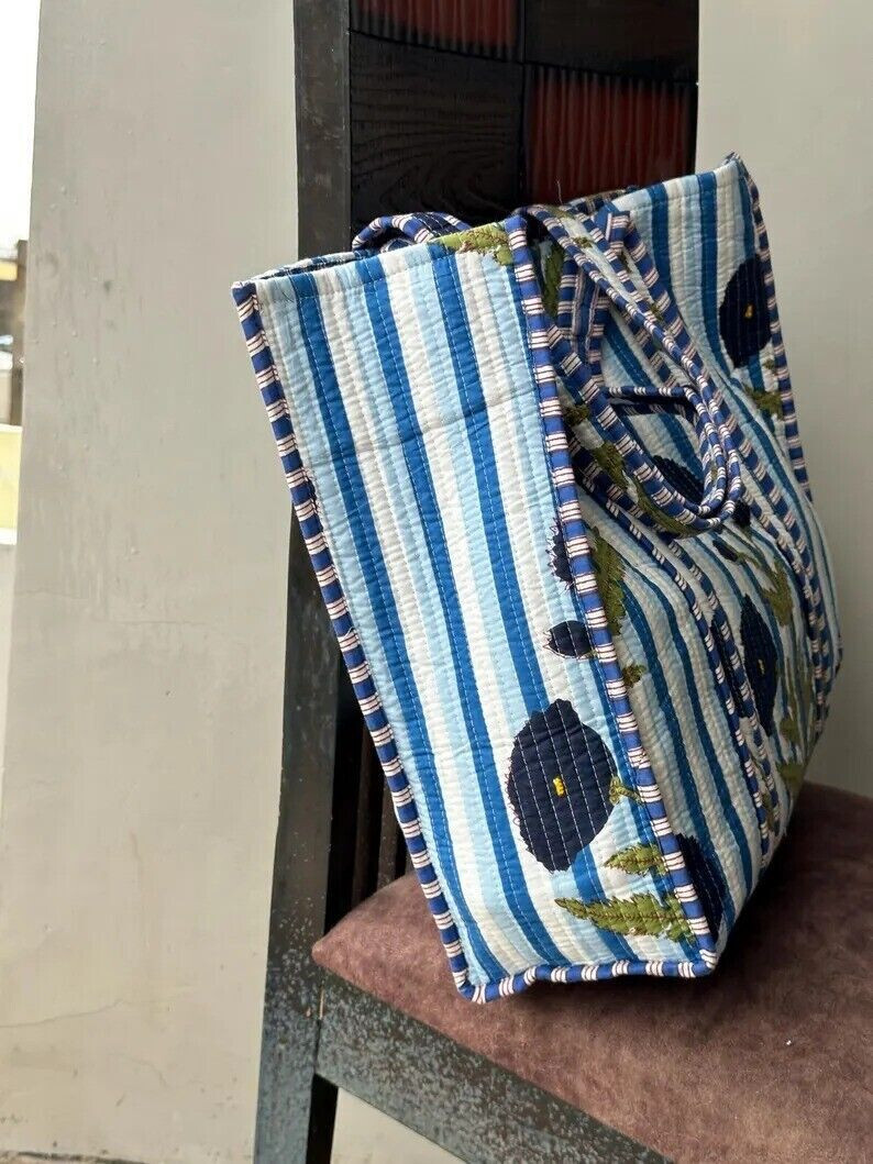 Floral Print Quilted Cotton Shoulder Bag Beach Style Women’s Handbag